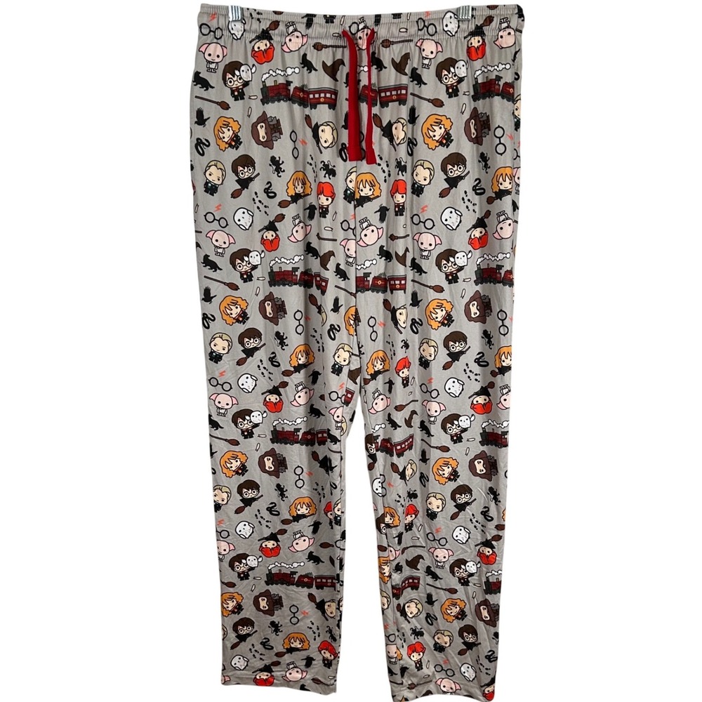 Harry Potter Wizarding World Character Print Grey Sleep Pants Mens Medium